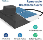 Gel Wedge Seat Cushion with Pommel, Bariatric 26" x 20" x 4" - 2" - Better Posture and Hip Positioning - High Density Foam and Pressure Redistribution Gel and Back, Tailbone, and Coccyx Support