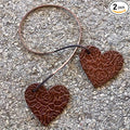 Air Flair | Leather Car Air Freshener | Double Heart | Rose Pattern (Brown, Warm Sugar Scent)