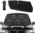 Socira Gothic Skull Car Windshield Sunshade Umbrella Foldable Umbrella Sun Shade Windshield Cover Sunshade Skull Accessories Blocks Uv Rays Keeps Cool (57" X 30")