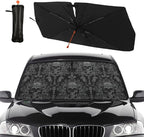 Socira Gothic Skull Car Windshield Sunshade Umbrella Foldable Umbrella Sun Shade Windshield Cover Sunshade Skull Accessories Blocks Uv Rays Keeps Cool (57" X 30")