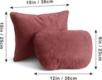 2PCS Car Pillow for Car Neck Pillow for Driving Seat Neck Support Soft Cushion Back Support Head-Rests for Vehicle Sleeping with Elastic Adjustment Strap (Red, Head and Lumbar)