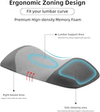 Lumbar Support Pillow for Sleeping,Premium Memory Foam Lower Back Pain Relief Bed Rest Support Pillows for Car Bed,Couch,Waist Support Care Cushion,Sleep Lumbar Pillow (Black Grey)