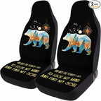 GENANY Camping Themed Car Seat Covers Set of 2, Wildlife Bear Breathable Front Seat Covers for Truck Sedan SUV, Bear Car Accessories, Hiking Themed Gift for Women Men