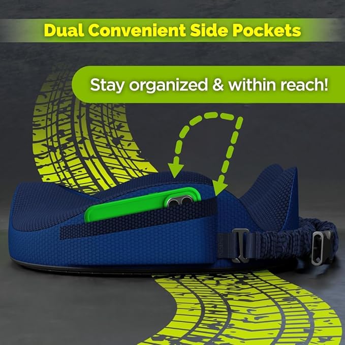 Medium Truck Seat Cushion for Truck Driver Seat Cushion - Upgraded Back Support, CertiPUR-US® Certified - Thick Memory Foam, Pain Relief for Hours of Driving, Trucker Approved Big Rig - Navy