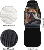 Soft Front Car Seat Covers Bulldog and Cat Full Wrapping Edge Premium Polyester Seat Covers Universal Automotive Seat Cushion Covers for Sedan,Vans,Trucks