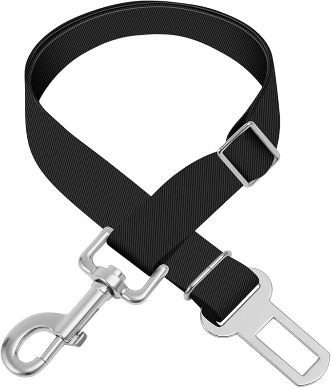 Adjustable pet cat and Dog car seat Belt，The Lanyard is Flexible and Adjustable from 20 to 33 inches(Black)