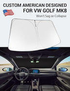 Proadsy Windshield Sun Shade for Volkswagen VW Golf Mk8 2022-2025 2026 4-Layer Foldable Front Sunshade Protector Sun Visor Blocks UV Rays Keep Car Cooler