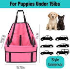 Small Dog Car Seat, Portable Foldable Breathable, Clip-On Safety Leash, Waterproof Oxford Travel Bag, Mesh Window for Pets Up to 15 lbs with 10PCS Pee Pads