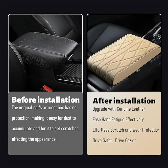 Car Center Console Cover, Memory Foam Leather Vehicle Armrest Seat Box Pad Protector, Comforable Waterproof Automotive Center Middle Cushion Mat Accessories, Universal Fit (Wine Red)