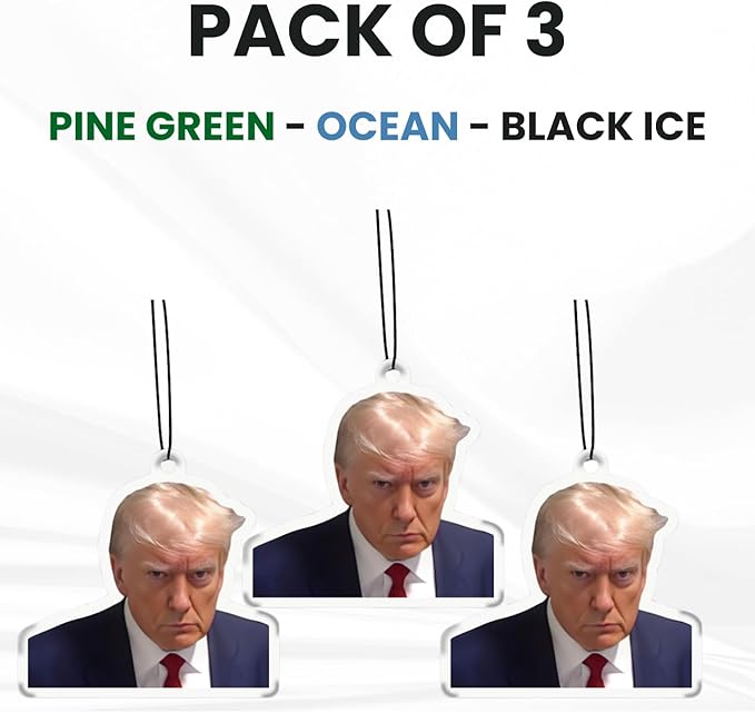 Donald Trump Car Air Freshner - Pack Of 3 Different Scents - Jail Mugshot