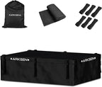 ARKSEN Rooftop Cargo Carrier Bag Extra-Wide 31.5 Cubic Feet Waterproof Heavy Duty Car Roof Rack Bag for Full-Size Cars with 10 Reinforced Straps, 6 Door Hook Straps & Anti-Slip Mat