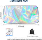 Car Windshield Sun Shade with Storage Pouch, Foldable Laser Titanium Silver Front Window Shield Blocker Screen Visor Protector Cover, Keep Interior Cool, Universal Fit for Car,Truck,SUVs (S)