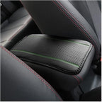 Ziciner Car Center Console Armrest Pad, 12.6X 7.2 Inch PU Leather Waterproof Auto Armrest Seat Box Cover Protector, Universal Car Interior Accessories (Black & Green)