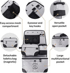 Living in a Bubble Seat back Organizer – Magnetic Toiletry and Cooler Pouch, Cordura Car Backseat Storage with Device Holder & Hooks, Multi-Compartment Utility Bag for Campervans & Family Travel