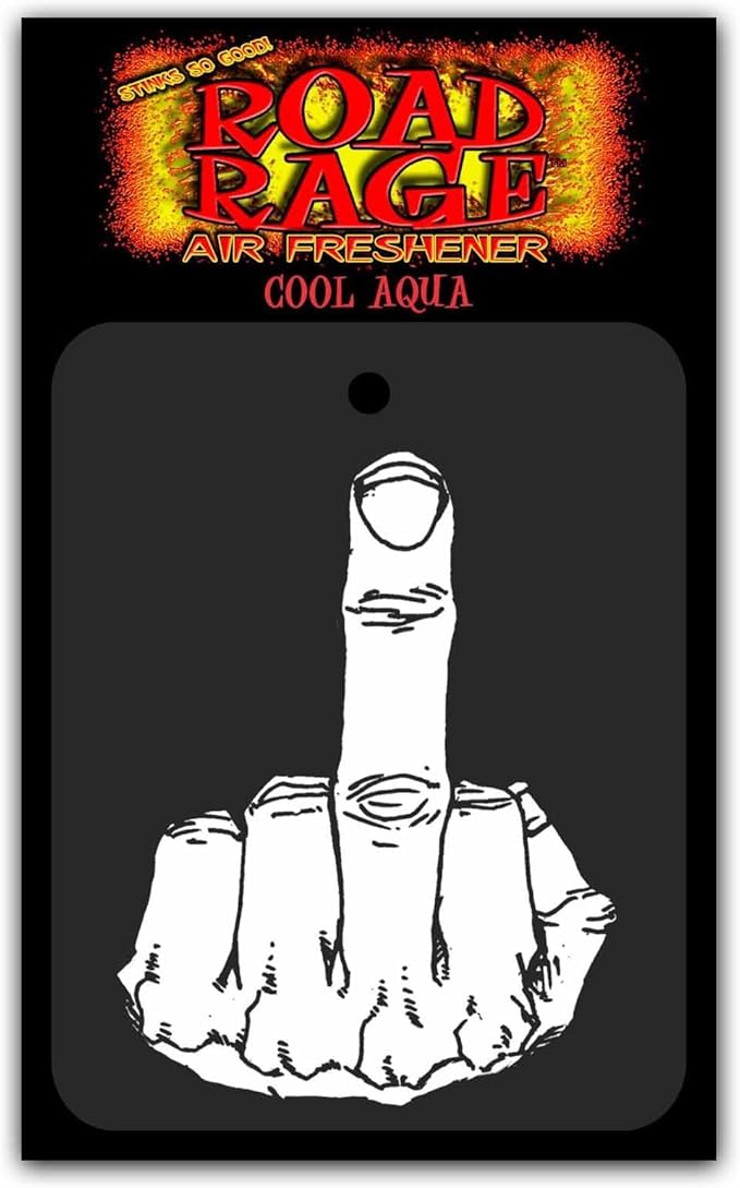 Middle Finger Road Rage Air Freshener - Cool Aqua Fragrance