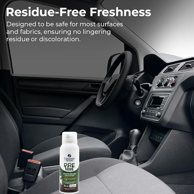 PreVent Car Fogger Deodorizing Air Refresher by Smart Common Sense, Long-Lasting Odor Control Spray for Vehicles, Lemongrass Fragrance, 3 fl. Oz
