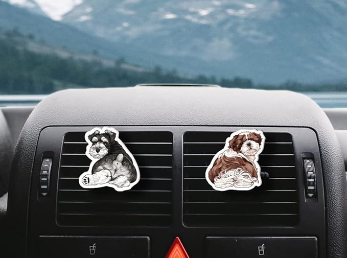 WIRESTER Fresh Scented Car Air Freshener Vent Clip, Decorative Accessories, Interior Decoration for Cars - Cute Animal Butt, Cute Dog Cat, Dog Butt Looking Back, Dog Lying