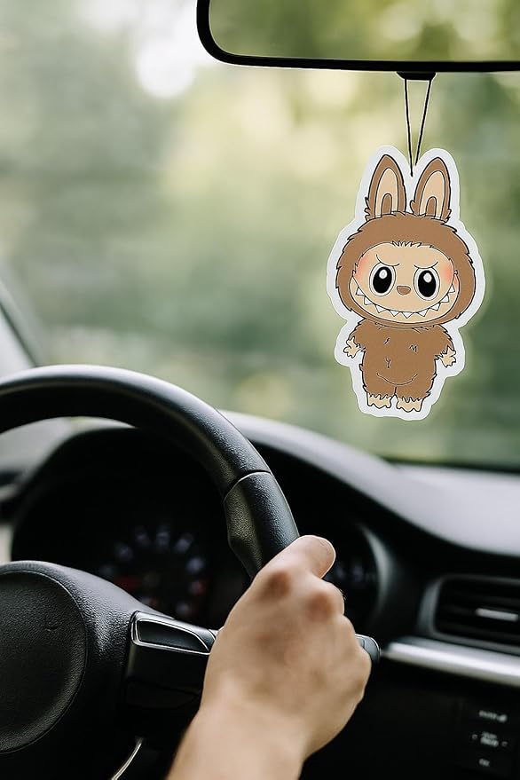 PumpCar car air freshener 2-piece double-sided The Monsters hanging cherry-scented for rearview mirror Car Interior Accessories Household Gifts (Toffee, Cherry)