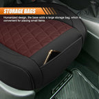 Luxury Faux Leather Car Seat Cover, Anti-Slip Waterproof Universal Front Bottom Seat Protector with Storage Pocket, Triangular Pattern Vehicle Seats Cushion for Sedans, SUVs, Trucks (Black&Red)