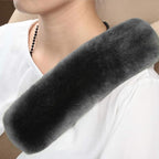 Soft & Cozy Australian Sheepskin Car Seat Belt Covers,2 Pack Fluffy Seatbelt Pads, Genunie Sheepskin Fur Shoulder Straps Cushions for Adults Kids Women and Men (Dark Grey)