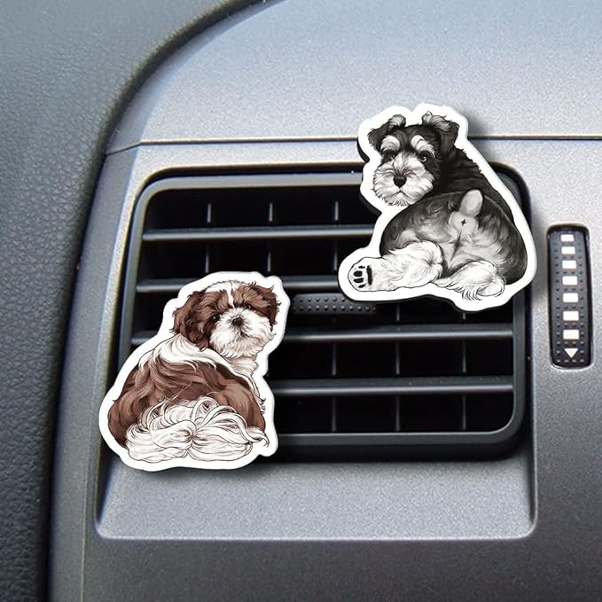 WIRESTER Fresh Scented Car Air Freshener Vent Clip, Decorative Accessories, Interior Decoration for Cars - Cute Animal Butt, Cute Dog Cat, Dog Butt Looking Back, Dog Lying