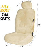 ZONETECH Sheepskin Seat Covers Fuzzy Car Seat Covers Tan Australian Merino Wool Fluffy Fur Auto Accessories All Season Protection for Your Seats Universal Fits Most Car SUV Airbag Compatible 4-Pack