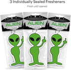 Vinylcation Alien Car Air Freshener - Premium Odor Eliminator - Long-Lasting Blk Ice Scent - Hanging Car Freshener with Fun Alien Design - 3 Pack