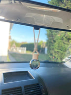 8Pcs,6ml Hanging Car Air Freshener Diffuser, Essential Oil Pendant Perfume Aromatherapy Vials,Thick Oblate-Style Glass Fragrance Container With Wooden Caps & Hanging String,FREE Funnel,Dropper