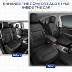Skechers Memory Foam Car Seat Covers, Lycra Fabric Seat Cover, Car Seat Covers Front Seats Airbag Compatible, Automotive Comfort Protection for Most Cars, Trucks, SUVs, Black