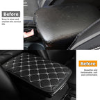 HZEL Car Center Console Cushion Pad, PU Leather Vehicle Armrest Protection Cover, Waterproof Automotive Interior Arm Rest Seat Box Mat Accessories, Universal for SUV, Sedan, Truck (Black/Gray)