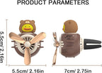 2 Pieces Car Air Fresheners, Cute Bear Pilot Car Diffuser, Propeller Air Outlet Vent Fresheners, Automotive Interiors Vent Decoration (Black+Brown)