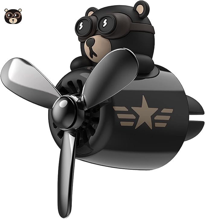 Car Air Fresheners Pilot Bear Cute Car Diffuser Rotating Propeller Cartoon Automotive Air Outlet Car Perfume Decoration (Pilot Bear)