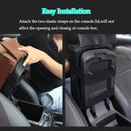 Car Center Console Pad with Front Storage Pocket for Phone,PU Leather Armrest Cushion with Cup Holder,Elbow Rest Pillow,Universal Car Armrest Seat Box Cover Protector for Most Vehicles