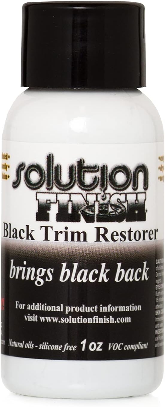 Solution Finish - Black Plastic & Vinyl Trim Restorer - Use for Car and Truck Detailing, No Wet Look, Instantly Revives Color to Trim, Bumpers, Mud Flaps, Etc., Black (1 oz)