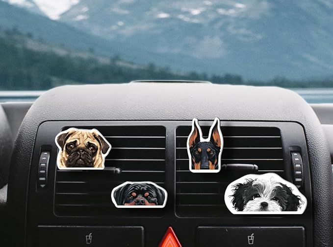 WIRESTER Set of 4 Fresh Scented Car Air Freshener Vent Clip, Decorative Accessories, Interior Decoration for Cars - Dogs, Cats, Animal