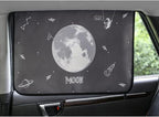 Magnetic Car Sun Shade Curtain for Side Window – Sun Blocker and UV Protector for Baby, Kids, and Pets – Universal Fit with Built-in Magnets for Steel-Framed Door (Moon)