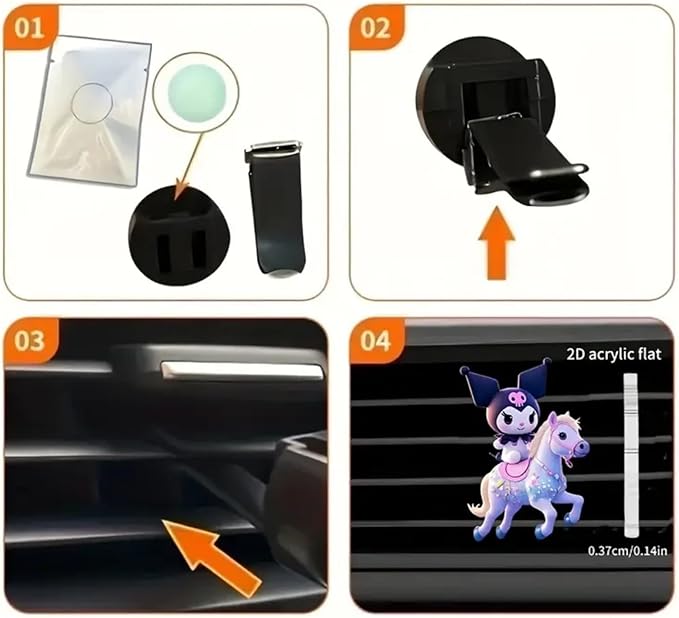 4 Pcs Cute Cartoon Car Air Vent Clip Decorations – Kawaii Car Air Fresheners, Interior Accessories for Women and Men – Cute Car Dashboard Decor, Personalized Gift