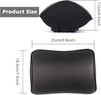 Aukee Car Headrest Pillow with Genuine Leather Cover Memory Foam Neck Cushion with 4 Extension Straps Adjuatable and Comfortable for Driving Home Office Black (Pack of 2)