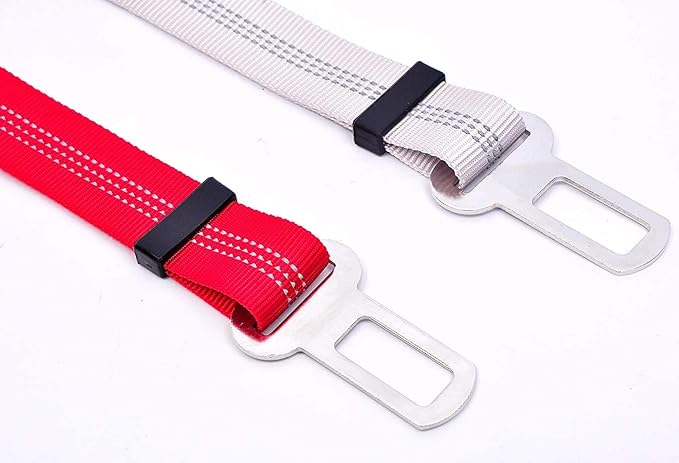 Dog Safety Seat Belt, Quality Polyester Fabric, Adjustable, 360° Spin Stainless Steel Buckle, with Elastic, High Strength, wear-Resistant and Durable, Easy to Install,Easy to wash(Grey)