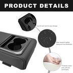 Car Center Console Armrest Pillow, 14"×8.3" Waterproof Leather Armrest Box Cover with Cup and Phone Holder, Soft Memory Foam Arm Rest Console Pad Protector for SUV Truck (Black, Glossy)