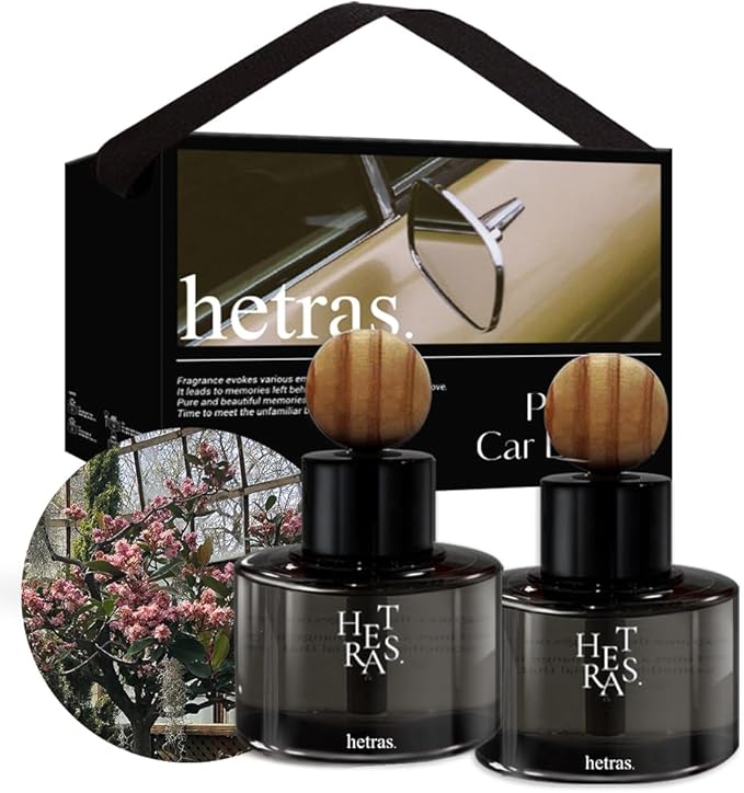 hetras Premium Car Diffuser Set 2.6 fl.oz. 2 Pack | Flower Shop - Flowers & Green Grass Scent | Long-Lasting Luxury Fragrance Air Freshner Car Dash Board Perfume | Gifts for Loved One