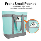 CIVJET 2Pk Insulated Reusable Tote Bag for Grocery Shopping for Women/Men, Pizza/Food Delivery Bag to Keep Food Cold/Hot for Professional Catering, Cooler bags for Travel/Beach/Picnic, Green