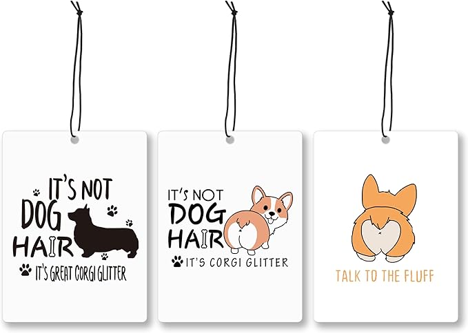 Mancheng-zi Funny Corgi Dog Car Air Freshener 3Pcs, Corgi Gifts for Lover Women Air Freshener Hanging for Cars Closet Drawer or Books, Cute Dog Car Accessories Mirror Decor for Women
