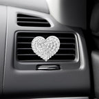 2PCS Bling Air Vent Clips, Heart Shaped Crystal Air Conditioning Outlet Clip, Girl Car Accessories Air Vent Clip Universal for Most Car, Truck, SUV