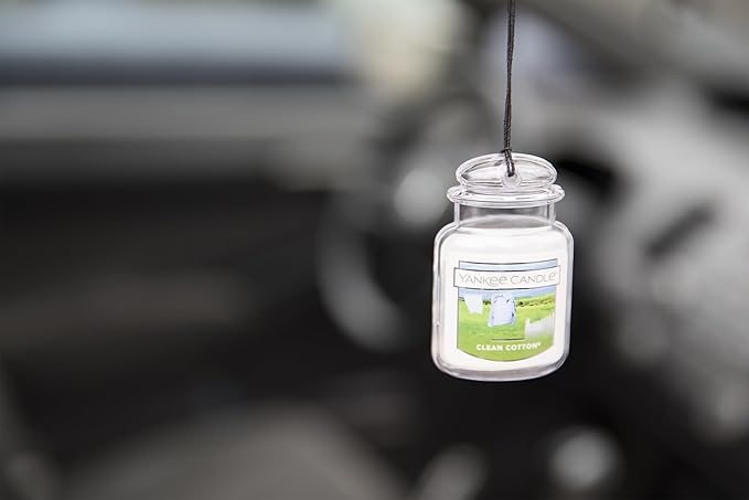 Yankee Candle Car Air Fresheners, Hanging Car Jar Ultimate, Neutralizes Odors Up To 30 Days, Clean Cotton, 0.96 OZ (Pack of 1)