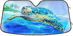 Sea Turtle Car Windshield Sun Shade Watercolor Beach Ocean Animal Foldable UV Ray Sun Visor Protector Sunshade to Keep Your Vehicle Cool (55" x 27.6")