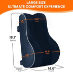 CloudBliss Ergonomic Lumbar Support Pillow – Memory Foam for Lower Back Pain Relief, Adjustable Straps & Mesh Cover for Office, Gaming, Car & Home Essentials (Blue)