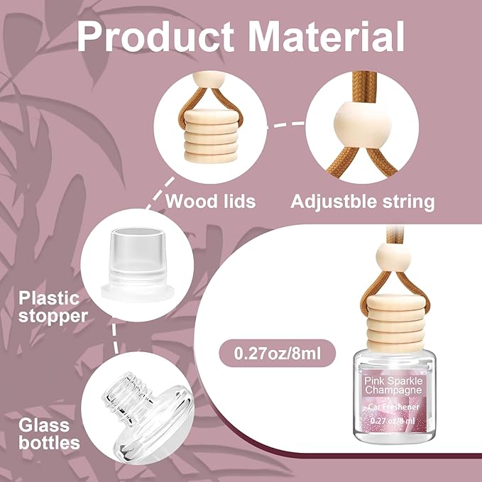 6 Pack Air Freshener Diffuser, Hanging Air Fragrance Essential Oil Diffuser, Car Scents Accessories Cute Car Interior Decor,Car Air Fresheners for Women & Men Gift Cologne Aromatherapy Oil