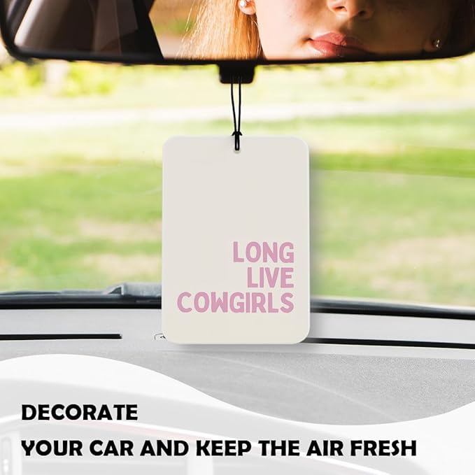 Cute Pink Western Car Air Freshener 4 Pcs, Preppy Long Live Cowgirls Boots Air Freshener Hanging Decor for Cars Closet Drawer Books Accessories Gifts