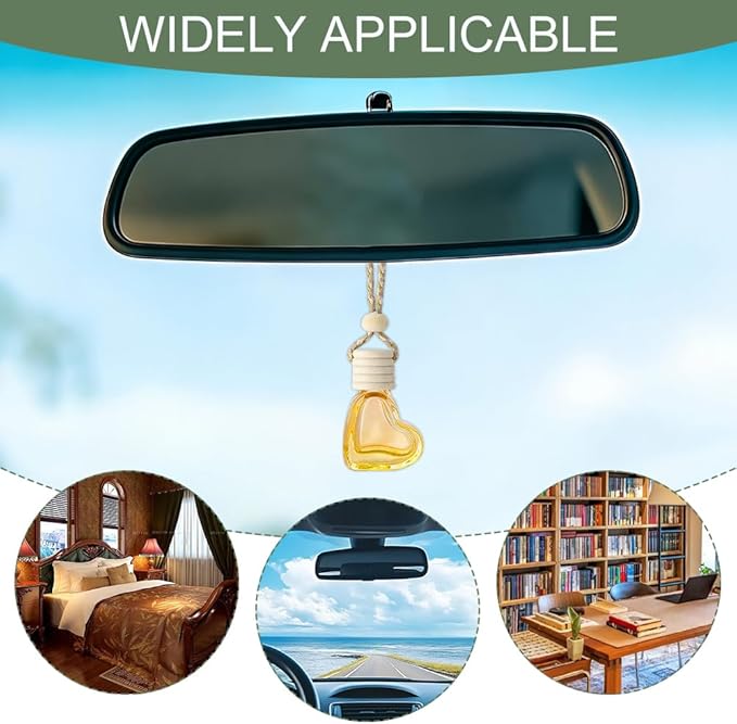 5PCS Hanging Car Air Freshener, Car Air Freshener Diffuser, 8ml Hanging Essential Oil Diffuser Bottle, Auto Interior Cute Glass Empty Perfume Bottle Ornament for Most Vehicles (Heart)